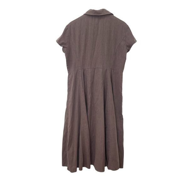 Coldwater Creek Sz 14 Linen Blend Short Sleeve Fit & Flare Lagenlook Midi Dress - Picture 7 of 7